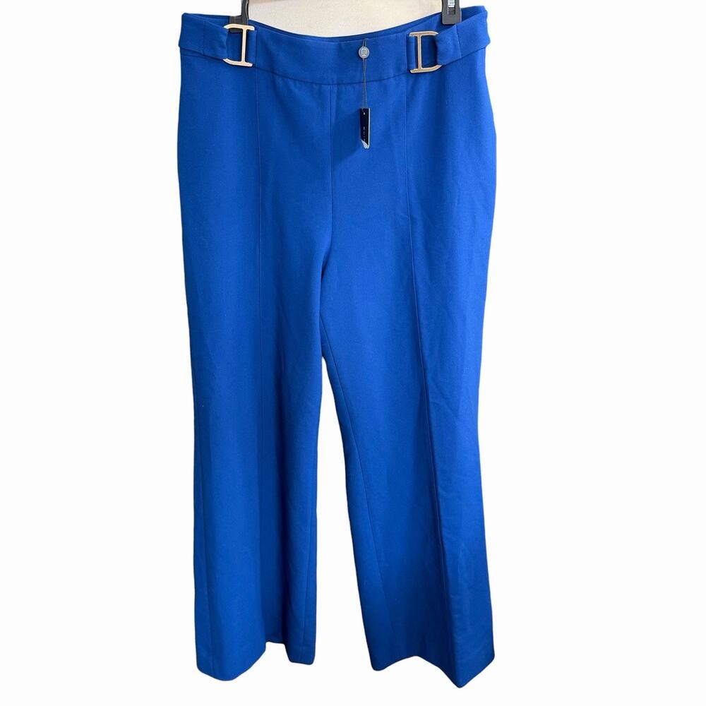 Elie Tahari Women's Inez Pant Daphne Blue Wide Leg 14 Career Office Relaxed